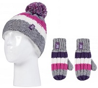Παιδικό Σετ Σκουφάκι & Γάντια Heat Holders Cable Turn Over Hat With Pom-Pom & Mittens Purple/Pink 80050  Παιδικό Σετ Σκουφάκι & Γάντια Heat Holders Cable Turn Over Hat With Pom-Pom & Mittens Purple/Pink 80050