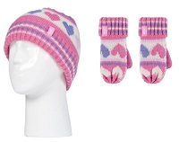 Παιδικό Σετ Σκουφάκι & Γάντια Heat Holders Stripe Hat Mittens Pink Heart 80078