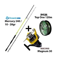 Σετ Full Combo Spinning Oceanic Team Mercury 240m 10-20gr + Sensei Magnum 30 + Ryobi Top One x4 Braid 120m CO.SPIN4